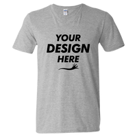 Gildan Unisex Softstyle® V-Neck T-Shirt, Sport Grey, Front view, Mockup