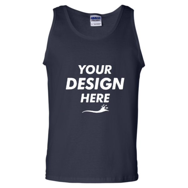 Gildan Unisex Ultra Cotton® Tank Top, Navy, Front view, Mockup