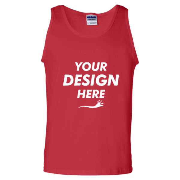 Gildan Unisex Ultra Cotton® Tank Top, Red, Front view, Mockup