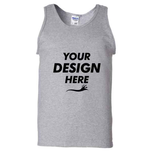 Gildan Unisex Ultra Cotton® Tank Top, Sport Grey, Front view, Mockup