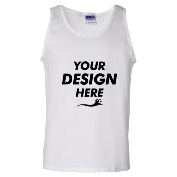 Gildan Unisex Ultra Cotton® Tank Top, White, Front view, Mockup