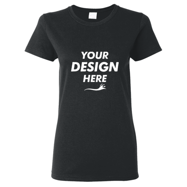 Gildan Women's Heavy Cotton™ T-Shirt, Black, Front view, Mockup