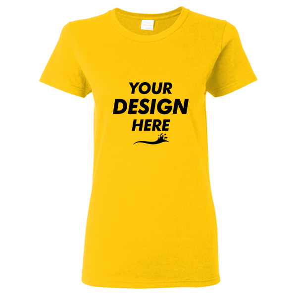 Gildan Women's Heavy Cotton™ T-Shirt, Gold, Front view, Mockup