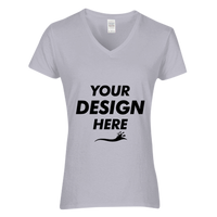 Gildan Women's Heavy Cotton™ V-Neck T-Shirt, Sport Grey, Front view, Mockup