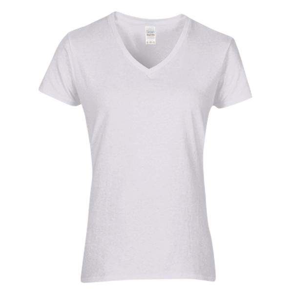 Gildan Women's Heavy Cotton™ V-Neck T-Shirt, White, Front view