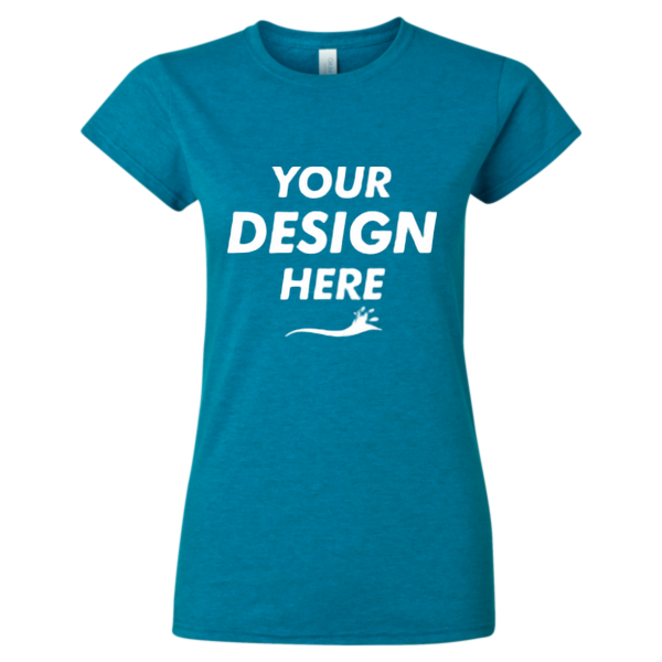 Gildan Women's Softstyle® T-Shirt, Antique Sapphire, Front view, Mockup