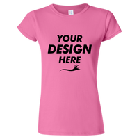 Gildan Women's Softstyle® T-Shirt, Azalea, Front view, Mockup