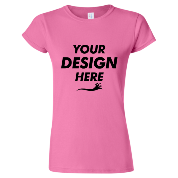 Gildan Women's Softstyle® T-Shirt, Azalea, Front view, Mockup