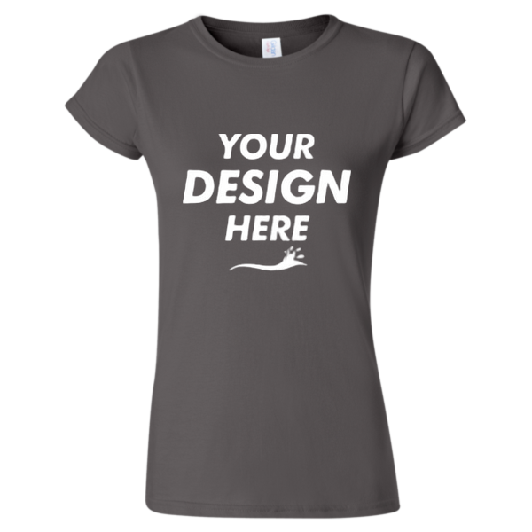 Gildan Women's Softstyle® T-Shirt, Charcoal, Front view, Mockup