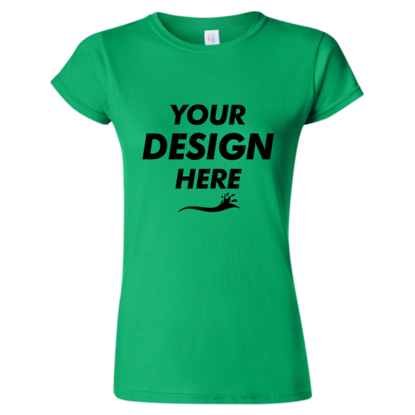 Gildan Women's Softstyle® T-Shirt, Irish Green, Front view, Mockup