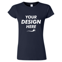 Gildan Women's Softstyle® T-Shirt, Navy, Front view, Mockup