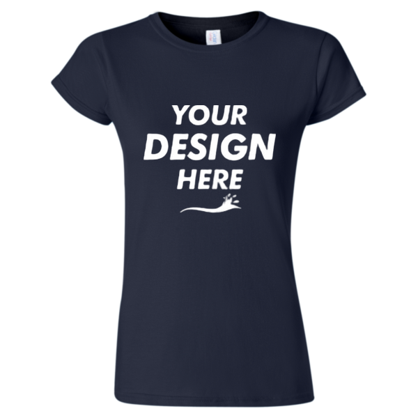 Gildan Women's Softstyle® T-Shirt, Navy, Front view, Mockup
