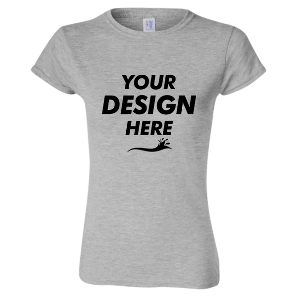 Gildan Women's Softstyle® T-Shirt, Sport Grey, Front view, Mockup