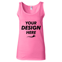 Gildan Women's Softstyle® Tank Top, Azalea, Front view, Mockup