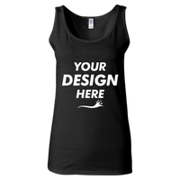 Gildan Women's Softstyle® Tank Top, Black, Front view, Mockup