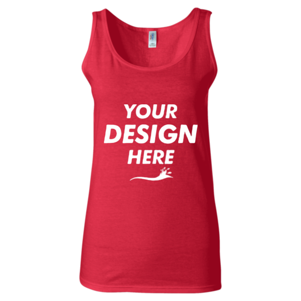 Gildan Women's Softstyle® Tank Top, Cherry Red, Front view, Mockup
