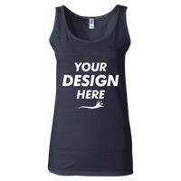 Gildan Women's Softstyle® Tank Top, Navy, Front view, Mockup