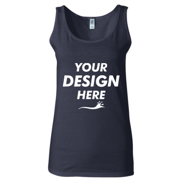 Gildan Women's Softstyle® Tank Top, Navy, Front view, Mockup