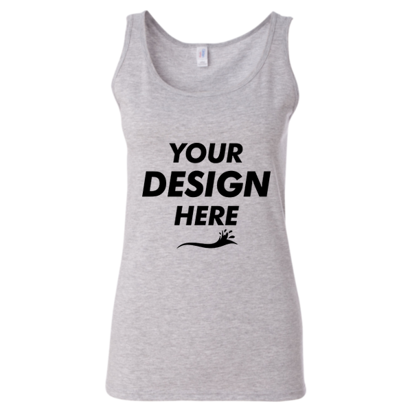 Gildan Women's Softstyle® Tank Top, Sport Grey, Front view, Mockup