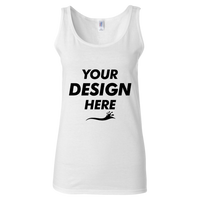 Gildan Women's Softstyle® Tank Top, White, Front view, Mockup