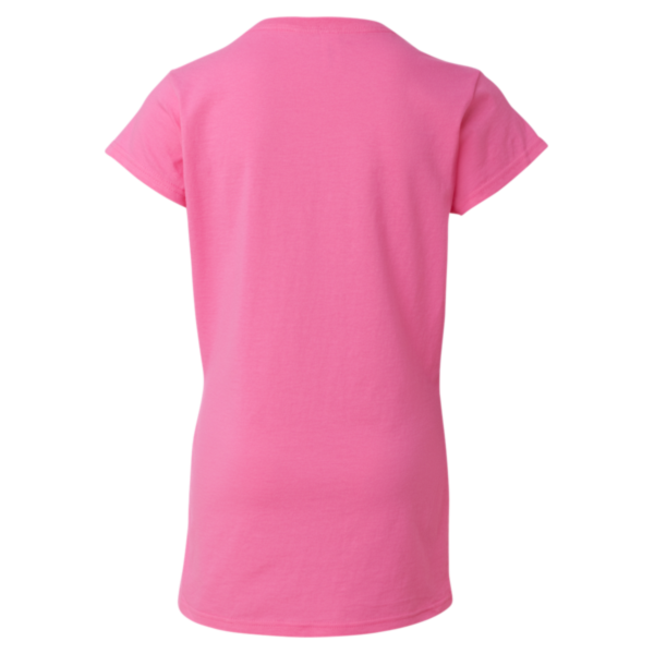 Gildan Women's Softstyle® V-Neck T-Shirt, Azalea, Back view