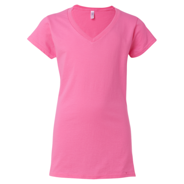 Gildan Women's Softstyle® V-Neck T-Shirt, Azalea, Front view