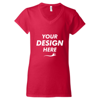 Gildan Women's Softstyle® V-Neck T-Shirt, Cherry Red, Front view, Mockup