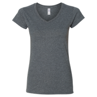 Gildan Women's Softstyle® V-Neck T-Shirt, Dark Heather, Front view