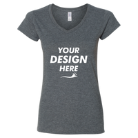 Gildan Women's Softstyle® V-Neck T-Shirt, Dark Heather, Front view, Mockup