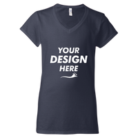 Gildan Women's Softstyle® V-Neck T-Shirt, Navy, Front view, Mockup