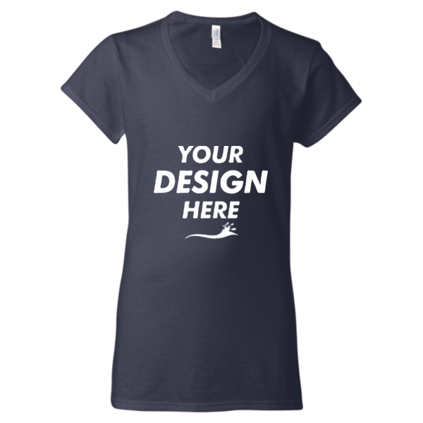 Gildan Women's Softstyle® V-Neck T-Shirt, Navy, Front view, Mockup