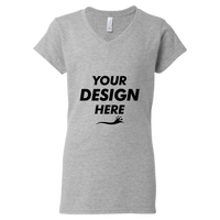 Gildan Women's Softstyle® V-Neck T-Shirt, Sport Grey, Front view, Mockup