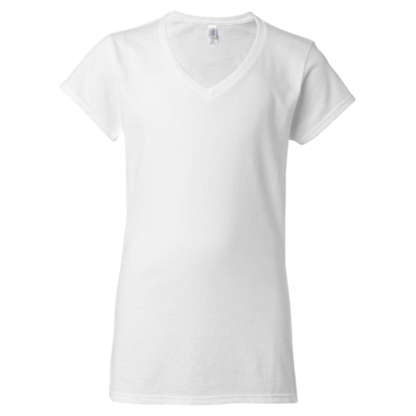 Gildan Women's Softstyle® V-Neck T-Shirt, White, Front view