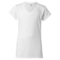 Gildan Women's Softstyle® V-Neck T-Shirt, White, Front view