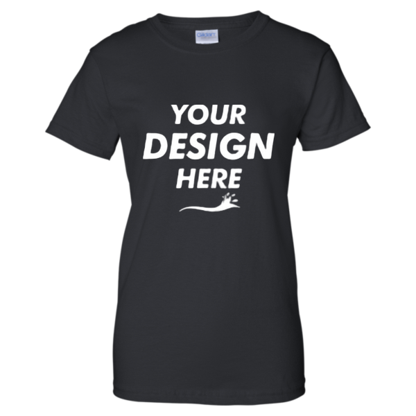 Gildan Women's Ultra Cotton® T-Shirt, Black, Front view, Mockup
