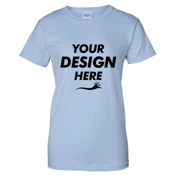 Gildan Women's Ultra Cotton® T-Shirt, Light Blue, Front view, Mockup