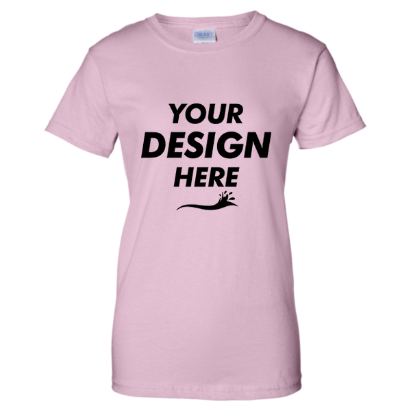 Gildan Women's Ultra Cotton® T-Shirt, Light Pink, Front view, Mockup