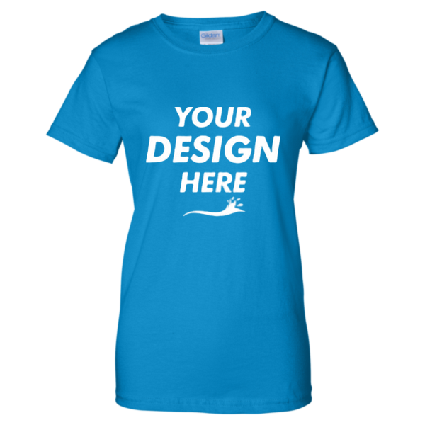 Gildan Women's Ultra Cotton® T-Shirt, Sapphire, Front view, Mockup