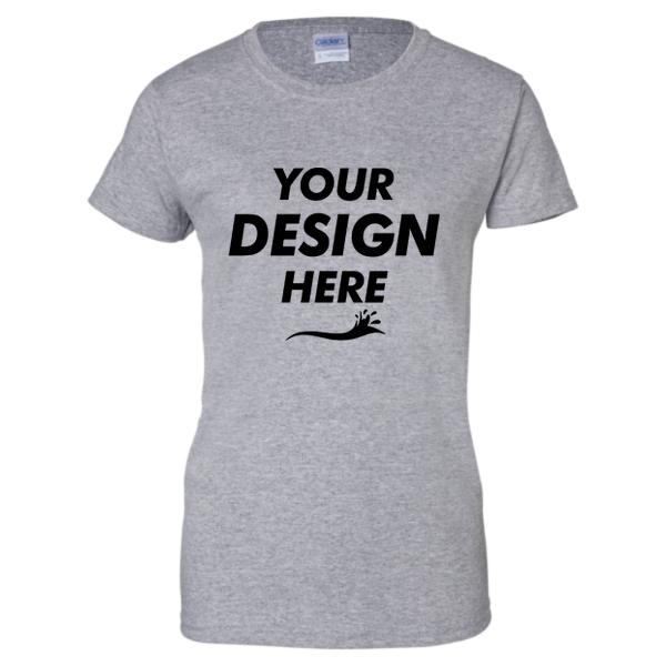 Gildan Women's Ultra Cotton® T-Shirt, Sport Grey, Front view, Mockup