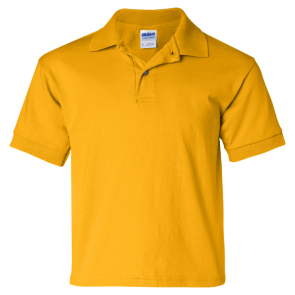 Gildan Youth DryBlend® Jersey Polo, Gold, Front view