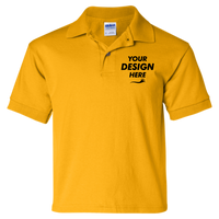 Gildan Youth DryBlend® Jersey Polo, Gold, Front view, Mockup