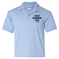Gildan Youth DryBlend® Jersey Polo, Light Blue, Front view, Mockup