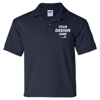 Gildan Youth DryBlend® Jersey Polo, Navy, Front view, Mockup