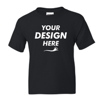 Gildan Youth DryBlend® T-Shirt, Black, Front view, Mockup