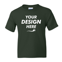 Gildan Youth DryBlend® T-Shirt, Forest Green, Front view, Mockup