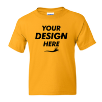 Gildan Youth DryBlend® T-Shirt, Gold, Front view, Mockup