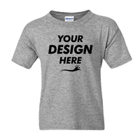 Gildan Youth DryBlend® T-Shirt, Sport Grey, Front view, Mockup