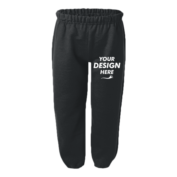 Gildan Youth Heavy Blend™ Sweatpants, Black, Front view, Mockup