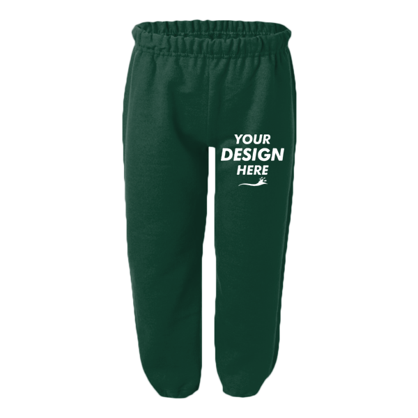 Gildan Youth Heavy Blend™ Sweatpants, Forest, Front view, Mockup