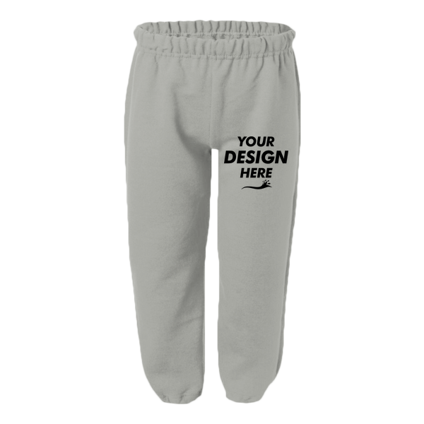 Gildan Youth Heavy Blend™ Sweatpants, Sport Grey, Front view, Mockup